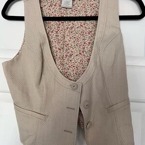 Charlotte Russe Beige Vest with Floral Lining